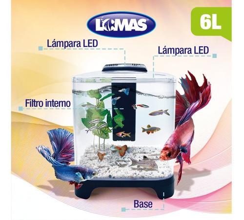 Imagen 2 de 3 de Acuario Mini De 6 Litros Pecera Betta
