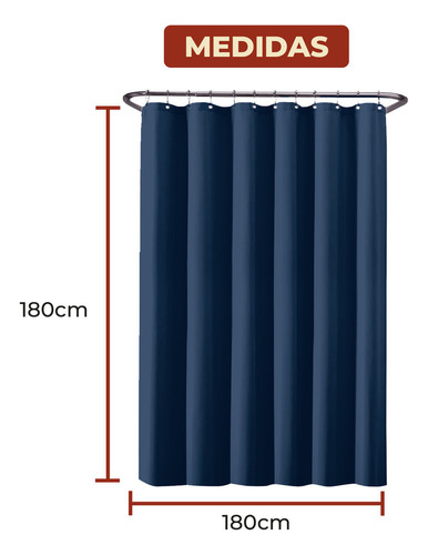 Cortina De Chuveiro De Poliéster 180x180 Cm Ganchos De Aço