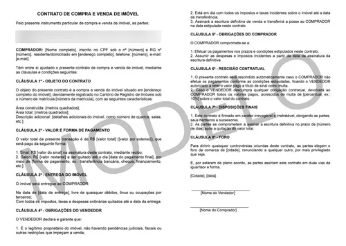 comprar Contrato Editável De Compra E Venda De Imóvel