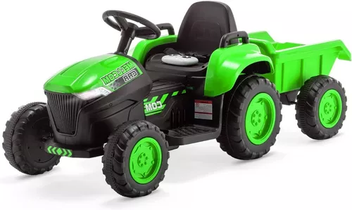 Tractor Electrico Para Niños 12v Musica Color Verde Mellcom