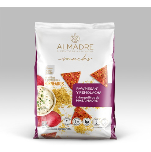 Imagen 1 de 1 de Snacks De Masa Madre Rawmesan Y Remolacha Almadre 130g