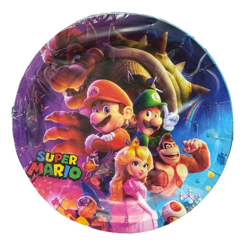 10 Platos Mario Bros Cartón Plato Pastelero Para Fiesta