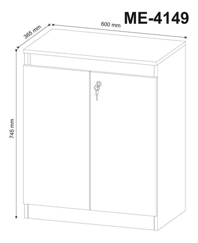 Imagen 3 de 6 de Armario Multiuso Aparador 2 Puertas Con Cerradura - 4149
