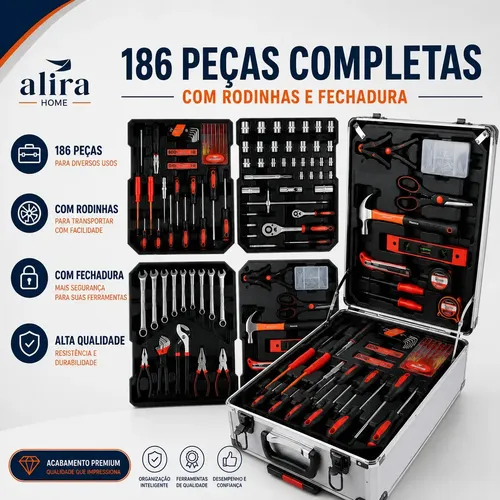 Maleta Ferramentas 186 Peças Rodinhas E Alça Alira Home | MercadoLivre