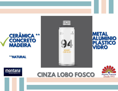 Imagem 2 de 6 de Spray Cinza Lobo Fosco, Plástico, Madeira, Metal