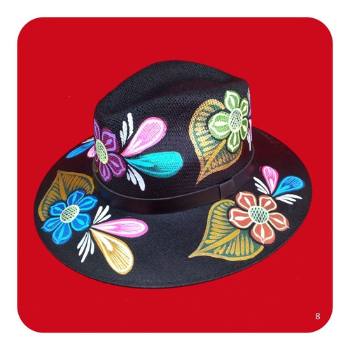 Imagen 6 de 6 de Elegante Sombrero Artesanal Pintado A Mano Varios Modelos 1