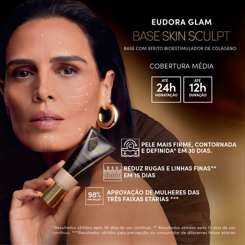 Eudora Glam Skin Sculpt Base Líquida Semi Matte Cor 25 30ml