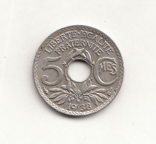 Moneda Francia 5 Centimes 1938 Serie Lindauer (c85)