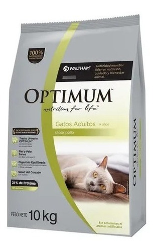 Alimento Optimum Gato Adulto Sabor Pollo 10 Kg