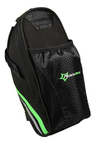 Imagem 5 de 10 de Bolsa Selim Bicicleta Rockbros Preta C/ Suporte Caramanhola