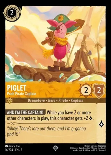 Disney Lorcana Tcg Carta Piglet Pooh Pirate Captain 16/204