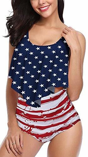 Rabia Bandera Americana Bikini Traje De Baño Alto Nprhj