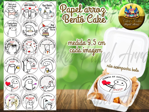 Imagem 1 de 1 de Kit Com 18 Papel De Arroz Bento Cake Mini Bolo Flork 9,5  Cm
