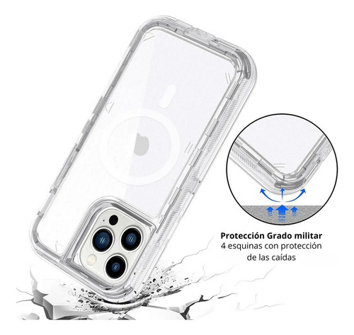 Funda Para Iphone Con Magsafe 360 Uso Rudo 3 En 1 Protector Transparente Iphone 16 Pro Max