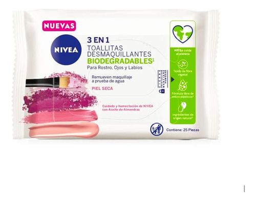 Toallitas Desmaquillantes 3 En 1 Piel Seca 25u Nivea