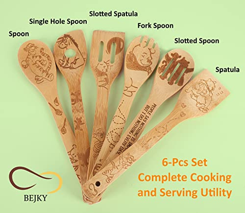 Juego De 6 Cucharas De Madera De Bambú De Bejky, Para Cocina