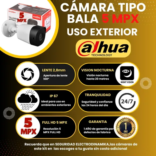 Kit Cctv 5 Mpx Dahua Dvr 16 Ch + 16 Cámaras + Disco D