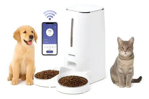 Alimentador Dispenser Inteligente Duplo Pet Gatos Wi-fi 4l Cor Br...