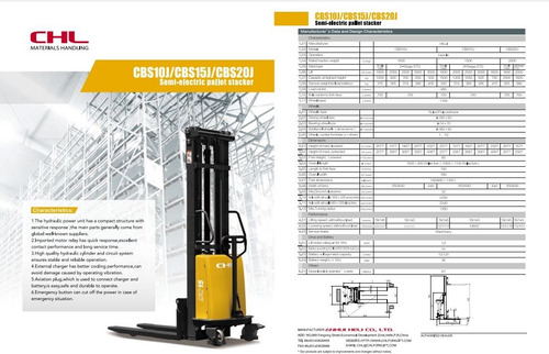 Apilador Semi-electrico De 1.5 Toneladas Chl Muth