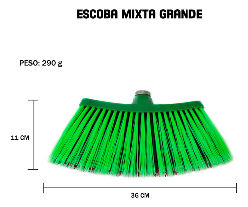 9 Escoba Mixta Grande La Palma De Oro Uso Rudo Sin Bastón