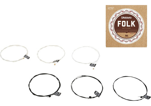Juego De Cuerdas Encordado Daddario Ej32 Folk Nylon Acustica