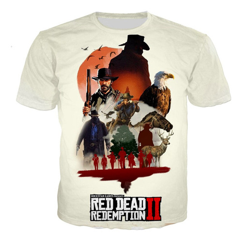 2014 Camiseta De Manga Corta Con Estampado 3d De Red Dead