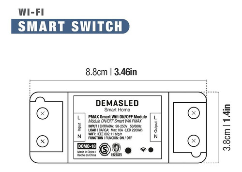 Imagen 3 de 5 de Interruptor Inteligente Wifi 10a Para App Tuya / Smartlife