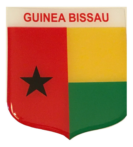Adesivo Resinado Em Escudo Da Bandeira Da Guiné Bissau