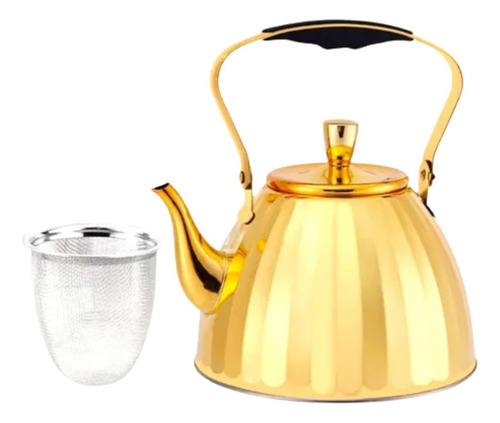 Chaleira Dourada Com Infusor 1,5l Indução Chaleira Bule