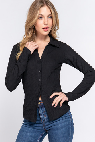 Camisa Casual Informal De Manga Larga Para Mujer Moda Dama