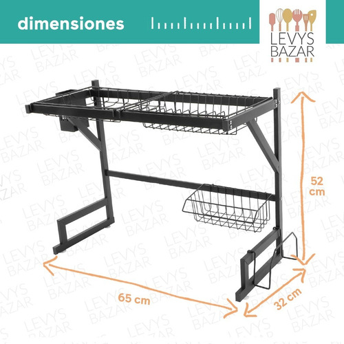 Escurridor Seca Platos Bacha Aluminio Inoxidable Organizador