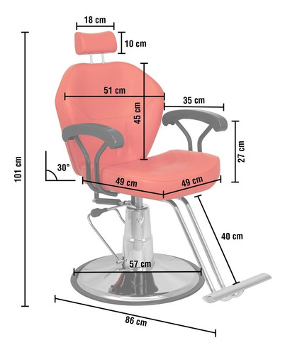 Imagen 4 de 9 de Silla De Barberia Giratoria Salon Estetica Reclinable