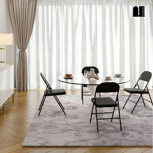 Mubson Reven set de 4 sillas plegables metalicas sillas exteriores color negro liso
