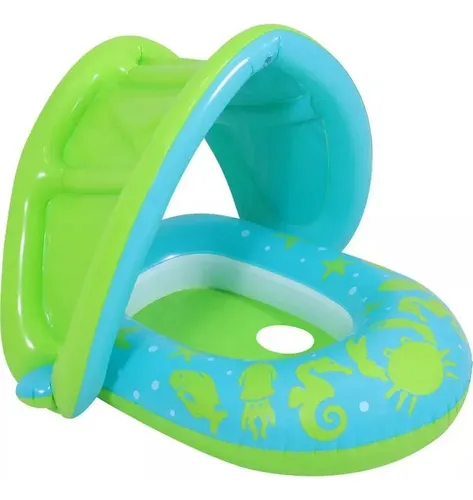 Flotador Lancha Marino Techo Protector Uv Niña Bestway 34091 Color Verde Lima
