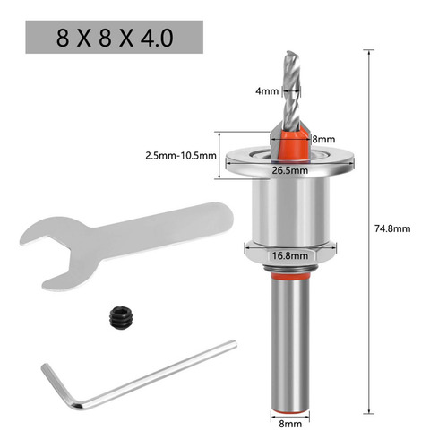 Avellanador De Broca Para Carpintería, Altura 4 Mm