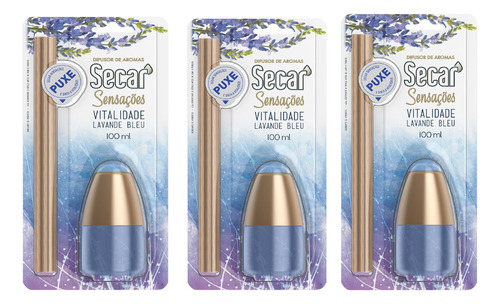 Secar Sensações Kit Com 3 Unidade Difusor De Aromas 100ml Fragrancia Lavande Bleu