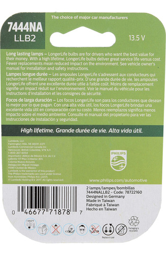 Bombilla Miniatura Philips Automotive Lighting 7444na Longer