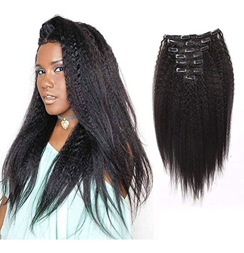 Extensiones De Cabello Humano Negro, 18 Piezas, Marca Pyle