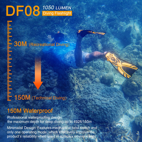 Securitying Impermeable 1000 Lúmenes Led Linterna De Buceo B