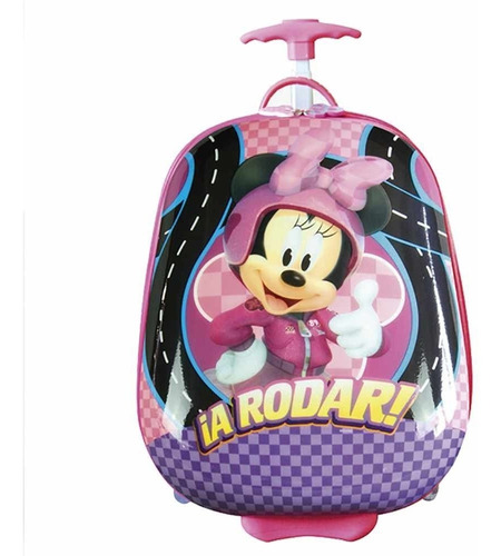 Mochila Rígida Minnie Con Carro Infantil Valija 16 Pulgadas