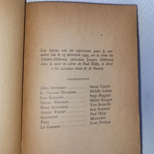 Les Justes Albert Camus Gallimard Nrf En Frances