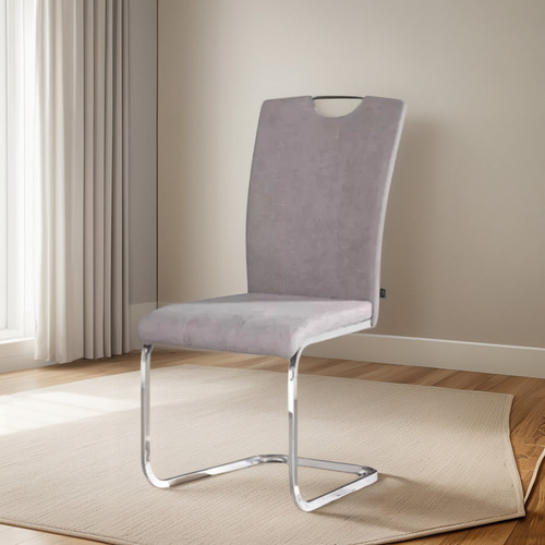 Silla Iskia Chenille Base Cromo Moderno X2 Unidades