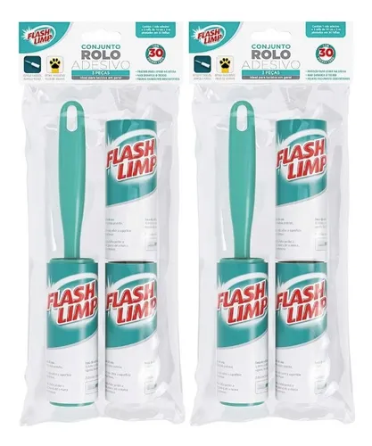comprar Kit 2 Rolo Adesivo Tira Pelo Roupa Sofa + 4 Refil Flash Limp Cor Azul-petróleo