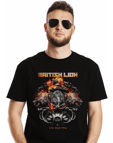 Polera British Lion The Burning Rock Impresión Directa
