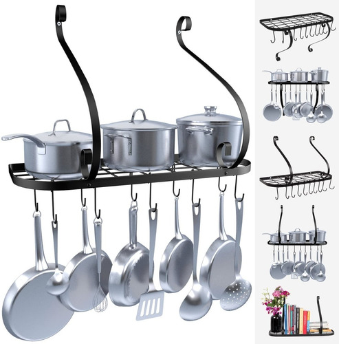 Vdomus Rack Cocina Organizador Cazuela Utensilios Negro