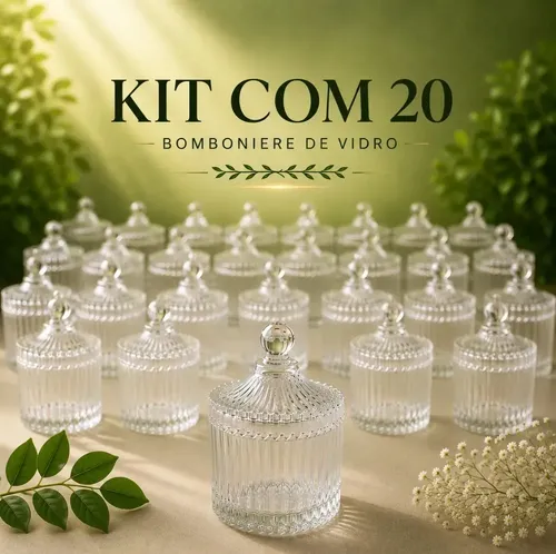 Kit 20 Mini Bomboniere de Vidro Transparente
