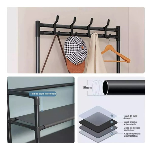 Perchero Zapatera 2 En 1 Organizador Rack Estante Ganchos