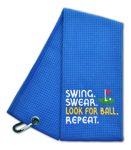 Hafhue Swing Swear Look For Ball Repeat Funny Golf Towel - T
