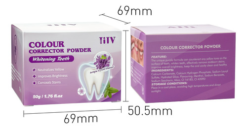 Eliminación De Manchas Polvo Blanqueador Dientes Uva Menta