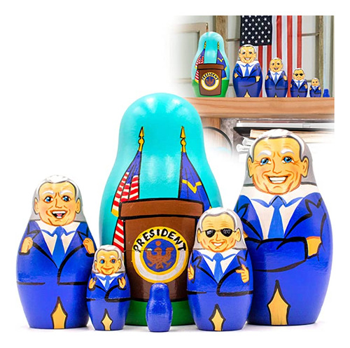 Biden - Juego De 6 Muñecos Anidados De Joe Biden, Figura